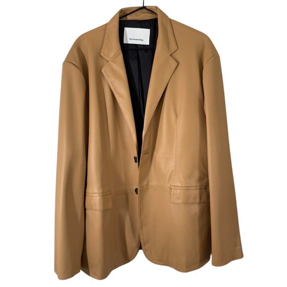 NWT The Frankie Shop Faux‎ Leather Olympia Blazer Butter Tan Medium Large Loose - Picture 5 of 10